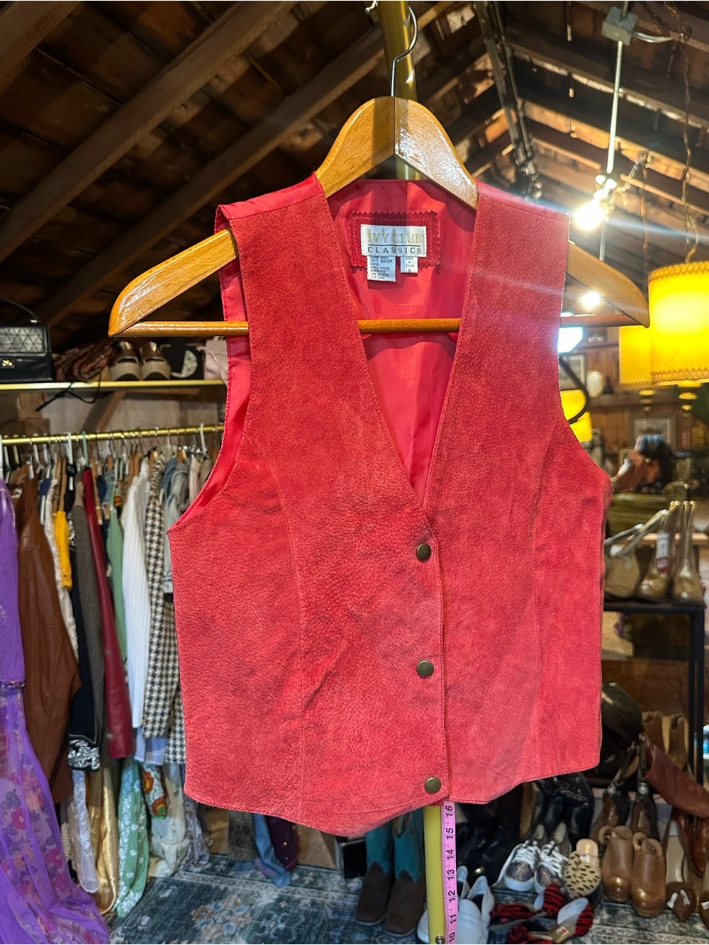 Classic Red Suede Vest - Women